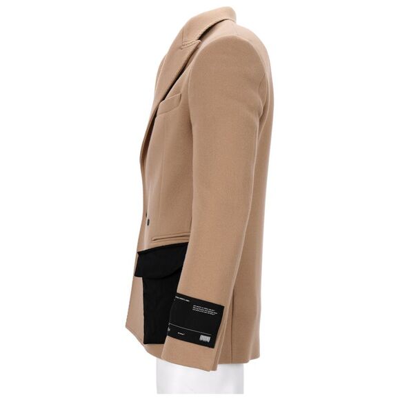 Off-White Patchwork Detail Blazer in Beige Virgin Wool - Picture 7 of 10